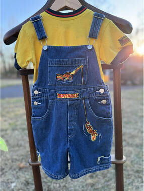 2001 Matchbox Vintage Kids Denim Overalls with Yellow T-Shirt Set
